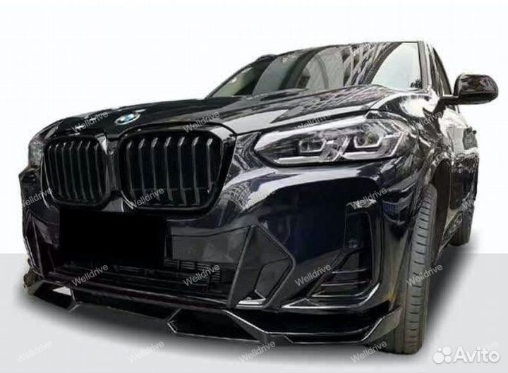 Сплиттер BMW X3 G01 X4 G02 рестайл черный