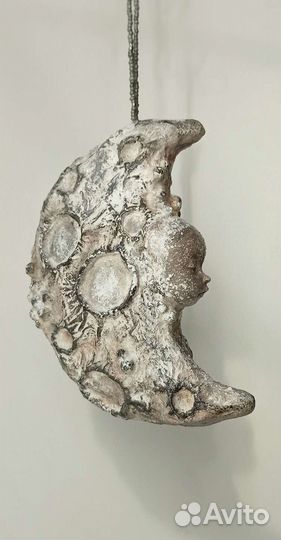 Ёлочная игрушка ручной работы, подвеска, Луна