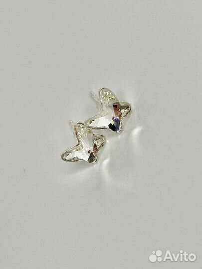 Серьги пусеты с бабочками Swarovski