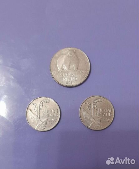 Финляндия 10, 50 пенни 1990-93 лот