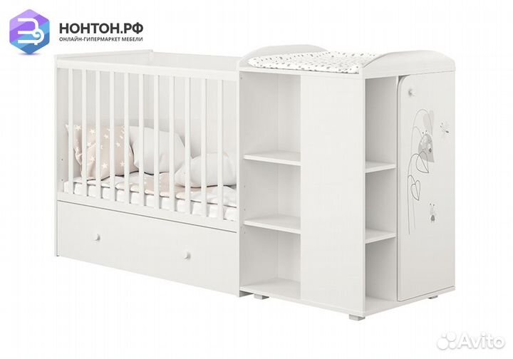 Кроватка-трансформер с комодом French 800 Amis бел