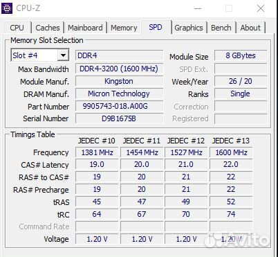 Оперативная память Kingston DDR4 8Gb