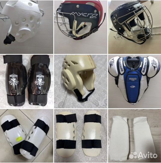 Шлем, жилет, защита на голень