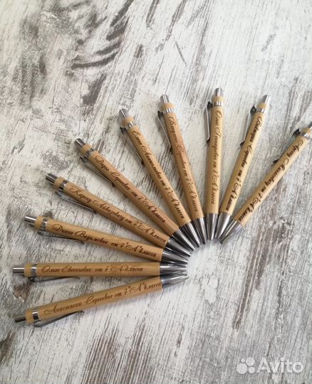 Ручка шариковая(бамбуковая) с гравировкой