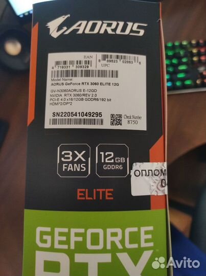 Видеокарта RTX 3060 12 gb aorus elite