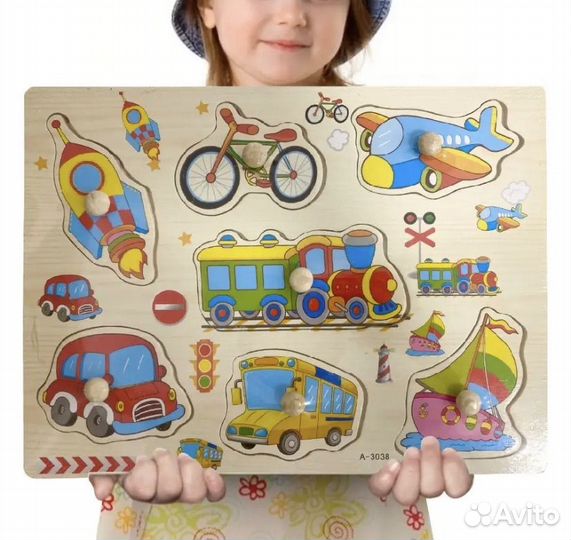 Деревянный пазл вкладыш Транспорт