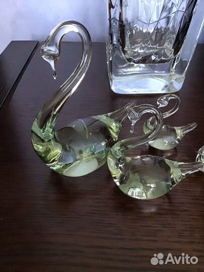 Лебеди 5штук, хрусталь СССР