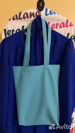 Стильный шоппер бирюза hand made