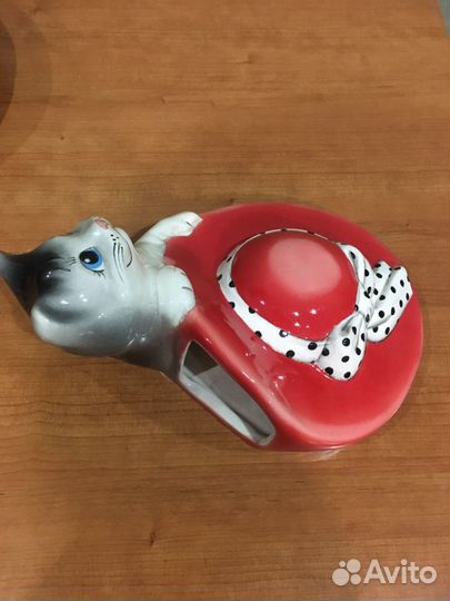 Настенная ваза-котик в шляпке Конаково,авторская р