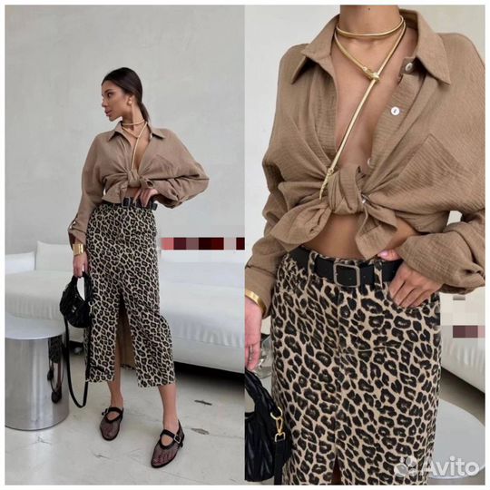 Джинсовая юбка миди