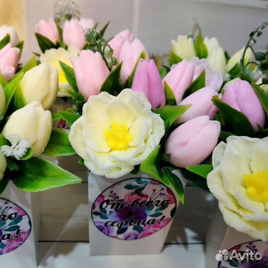 Букеты из мыла тюльпаны