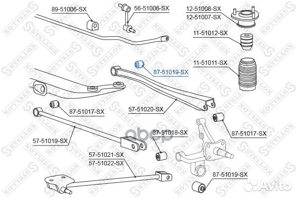87-51019-SX сайлентблок зад. продол. рычага нар