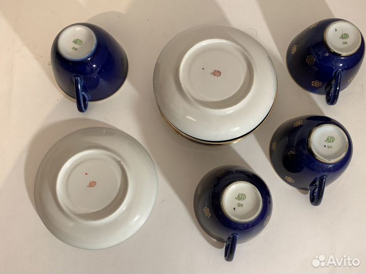Чайные пары.Фарфор.Кобальт. лфз.Одуванчик