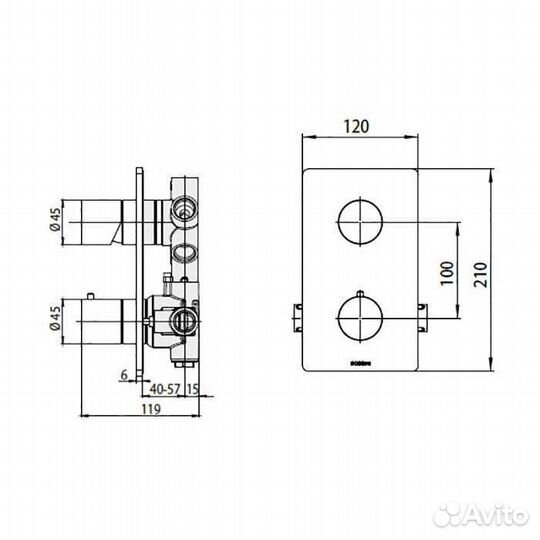 Bossini Inox Термостат для душа, встраиваемый, с девиаторм 1/2/3/4/5, цвет: сталь брашированная. Z00