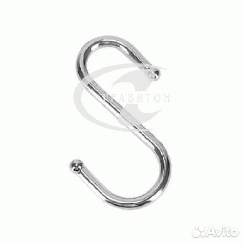 Крючок для рейлинга S-образ. шар. одинарный хром