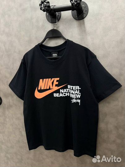Футболка Nike Stussy International черная оверсайз