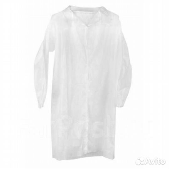 Халат защитный одноразовый спанбонд, белый, ххl