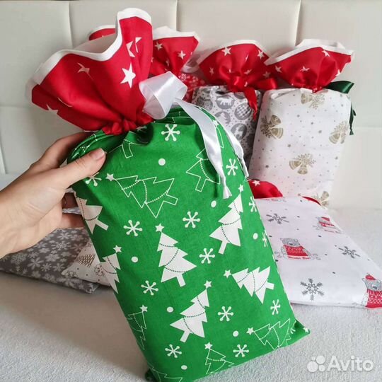 Плед детский новогодний в мешочке