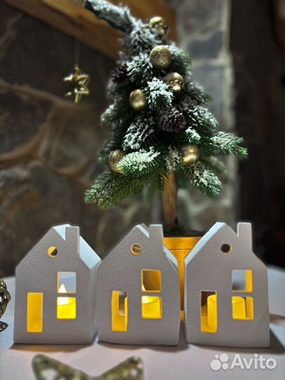 Подсвечник новогодний из гипса