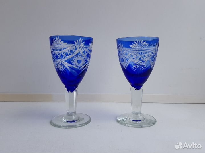 Рюмка на ножке. Кобальтовое стекло. Хрусталь СССР