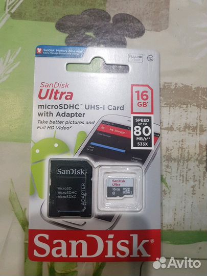 Карта памяти MicroSD 16 GB Sandisk 10 Class
