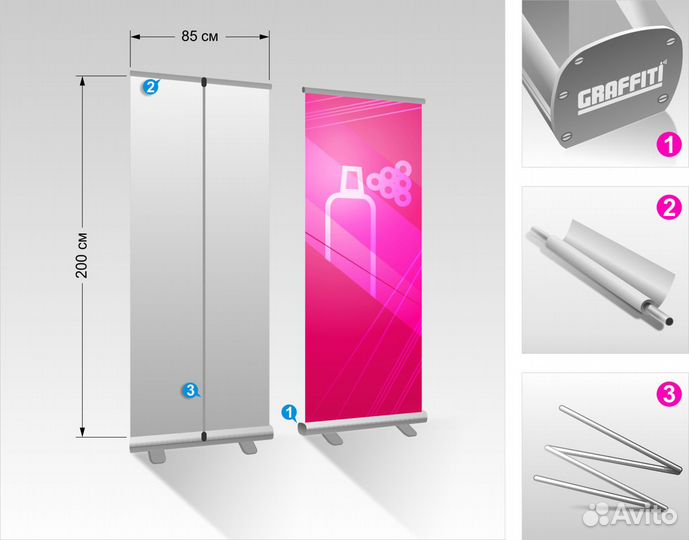 Ролл ап, Roll up, мобильный стенд