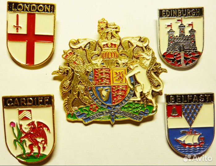 Полный Набор Гербы Великобритании 4шт.+1 заглавный