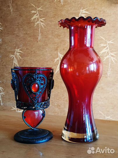 Вазы цветное стекло Богемия Чехия, СССР