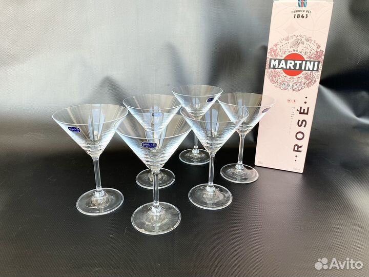 Бокалы для мартини новые Crystal Bohemia 6 шт