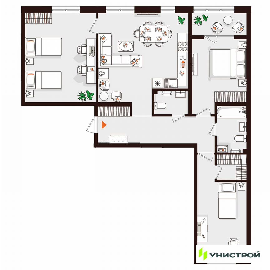 3-к. квартира, 98,3 м², 2/5 эт.