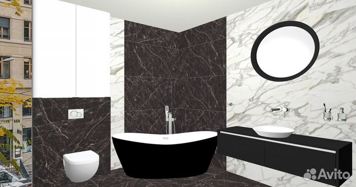 Растановка мебели И сантехники 3D В ванной комнате