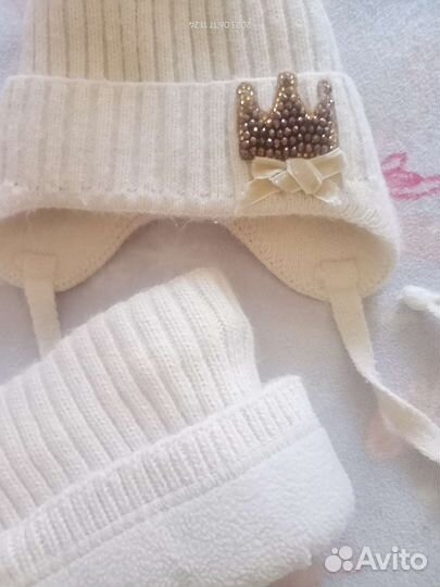 Комплект шапка и снуд, зимний, на 1,5-2 года