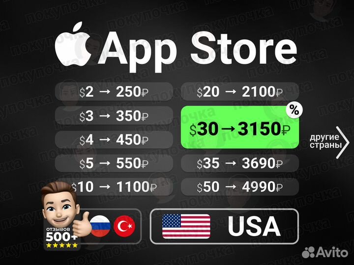 Карта пополнение Apple ID Турция (TR) TRY iTunes