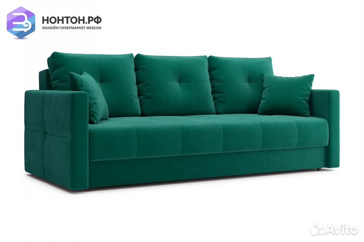 Диван еврокнижка Вита 3-х местный изумрудный