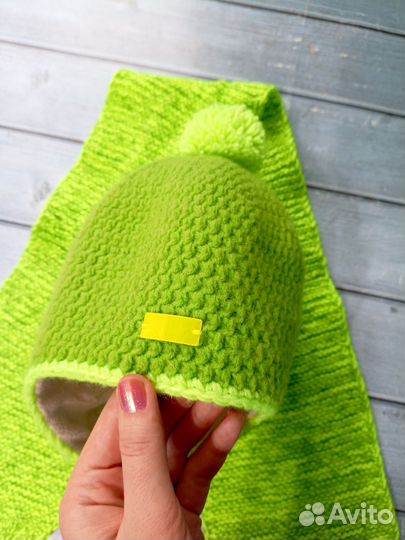 Шапка и шарф Шерсть мериноса, зима 5-6 лет