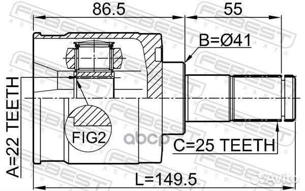 Шрус внутренний перед прав Febest 196 CI1118