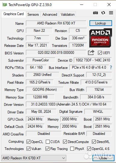 Видеокарта RX 6700 XT Hellhound