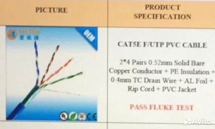 Кабель FTP-4P-Cat.5e-solid-G