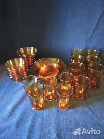 Посуда Pasari, стаканы, тарелки, стекло, Индонезия