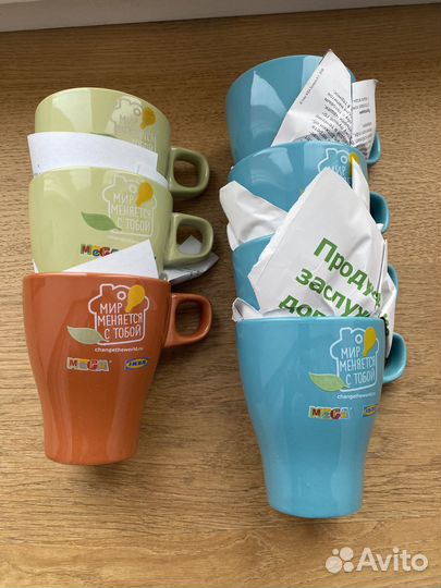 Кружки IKEA фэргрик с принтом 7 штук