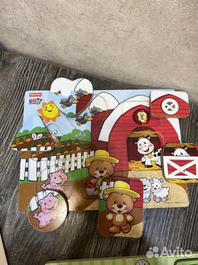 Рамки вкладыши fisher price пазл деревянный