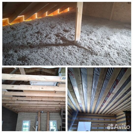 Эковата Утепление чердака потолка эковатой