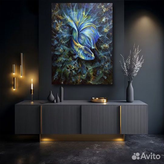 Картины Рыба маслом на холсте в интерьер