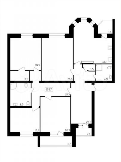 4-к. квартира, 155,7 м², 6/8 эт.