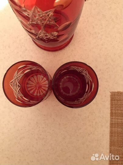 Графин цветное стекло СССР со стаканами