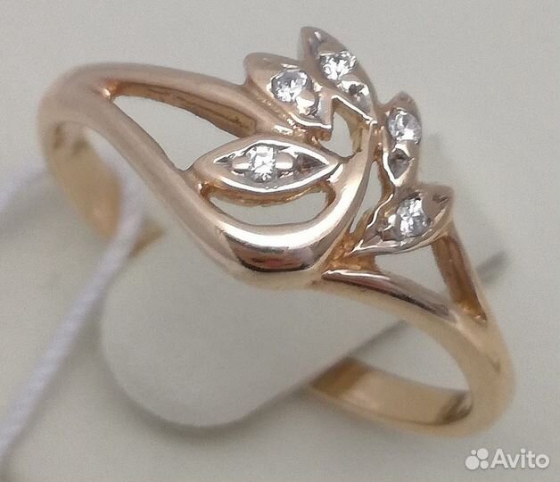 Кольцо / размер 17,5 / 2,14г / Золото585 / фианиты круглые