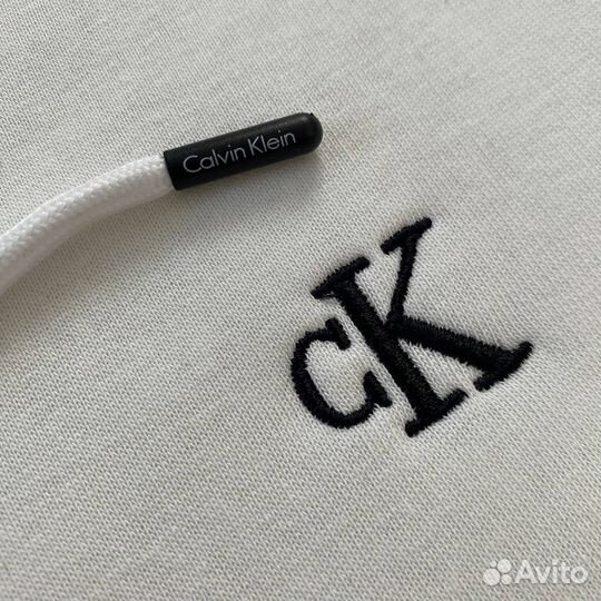 Зип худи calvin klein с начесом белое