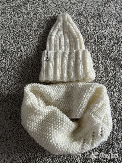 Шапка Снуд комплект руч работа на 1-2 года 44-48 р
