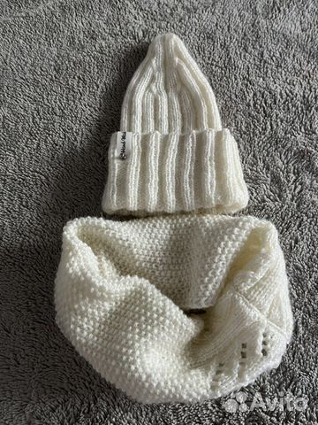 Шапка Снуд комплект руч работа на 1-2 года 44-48 р