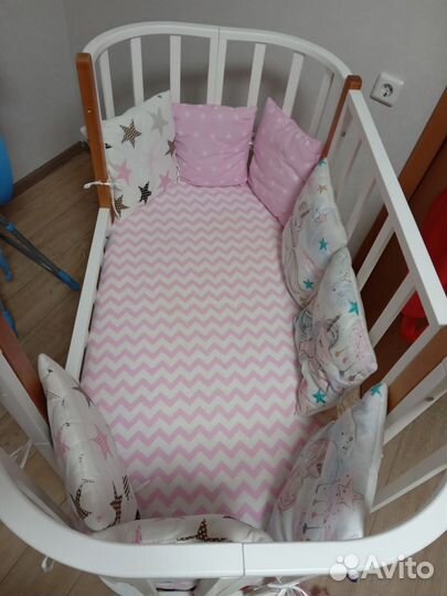 Детская кроватка трансформер с маятником